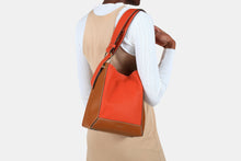 Load image into Gallery viewer, Lana Midi Bucket Bag - Dual Leather Tan/Maple