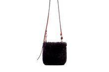 Load image into Gallery viewer, Lana Nano Bucket Bag - Black Shearling/Vanilla/Maple