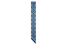 Load image into Gallery viewer, Silk Skinny Scarf - Maze Print Blue