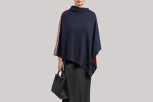 Load image into Gallery viewer, Cashmere Poncho - Striped Navy
