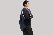Load image into Gallery viewer, Cashmere Poncho - Striped Navy
