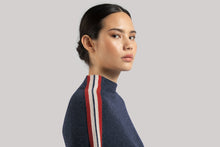 Load image into Gallery viewer, Cashmere Poncho - Striped Navy
