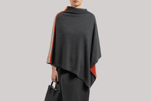 Load image into Gallery viewer, Cashmere Poncho - Striped Grey
